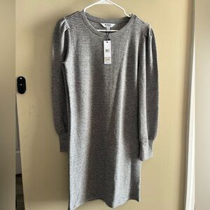BB Dakota Dress Size M Steve Madden Sweater Knit Mini Striped Long Sleeve Gray